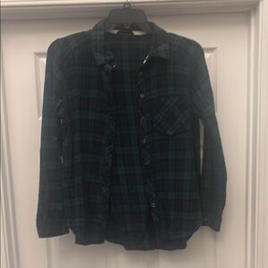 Socialite Dark Green and Navy Plaid Shirt